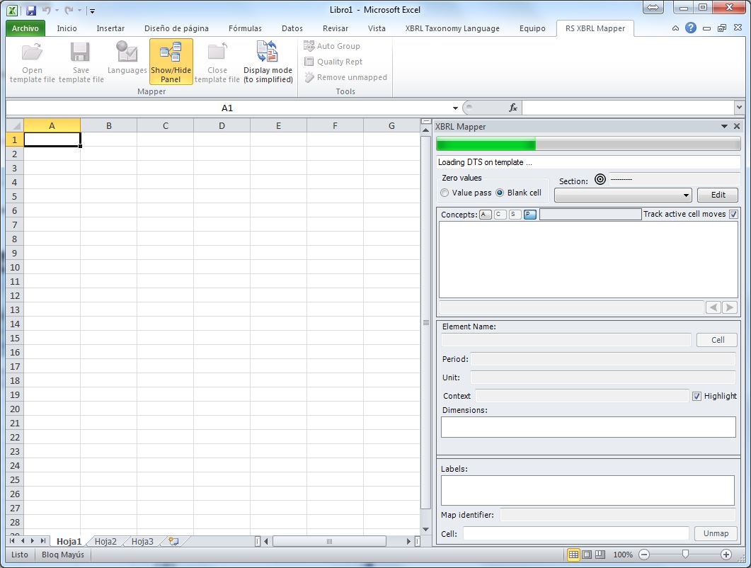 View of the mapper plugin in Excel