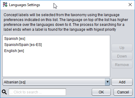 XBRLizer language settings. In this example if Spanish labels are not found, English labels will be used