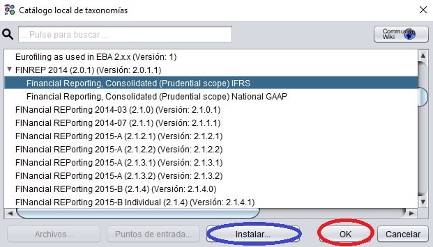 Catalogo de Taxonomias XBRL de XBRLizer
